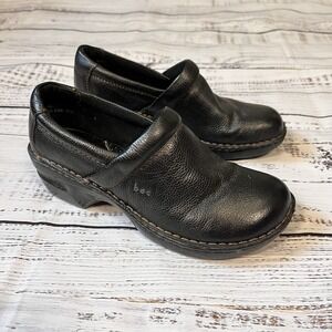 B.O.C by Born Black Leather Clog Shoes Women's Size 9/40.5 Peggy Slip On